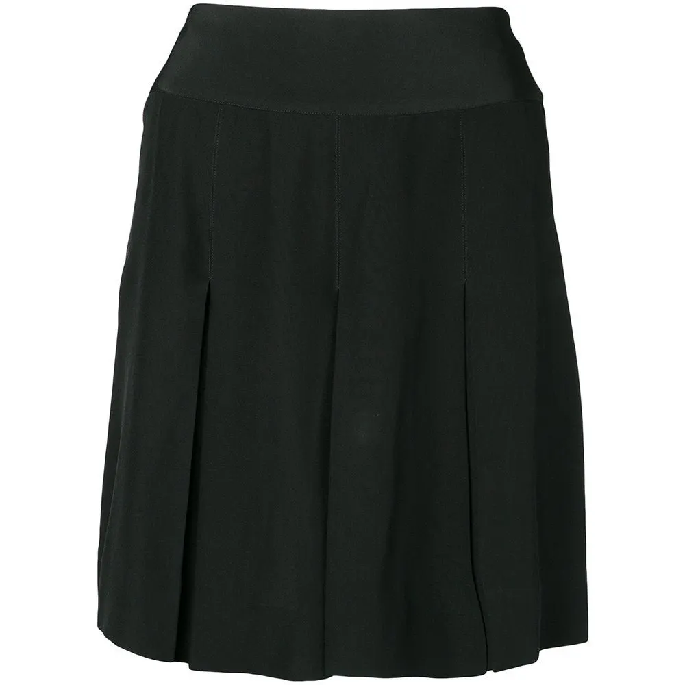 Chanel Black Silk Miniskirt - '90s Black Silk Good - Front View