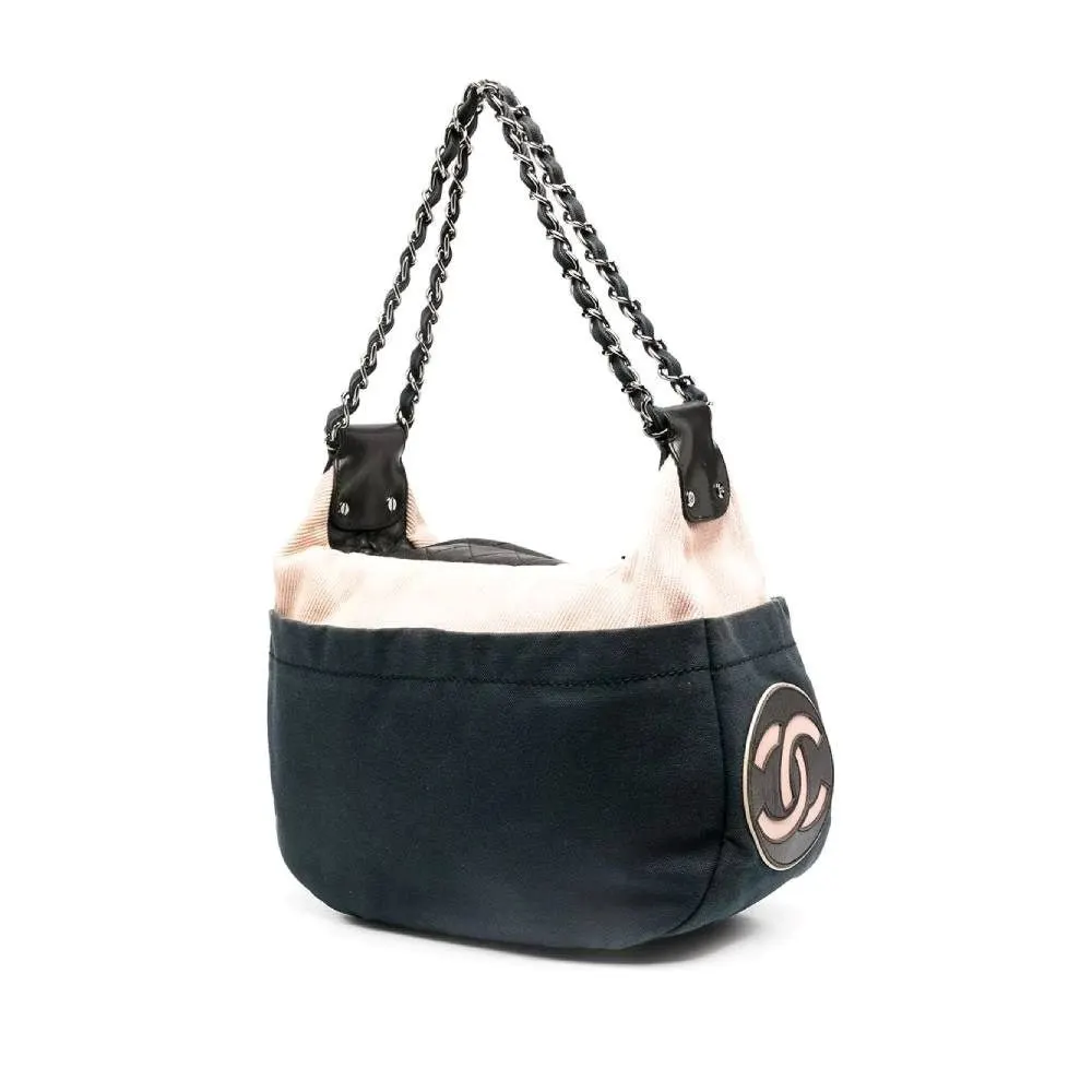 Chanel Bicolor Fabric Bag - 2000s Navy Cotton Good - Inside View