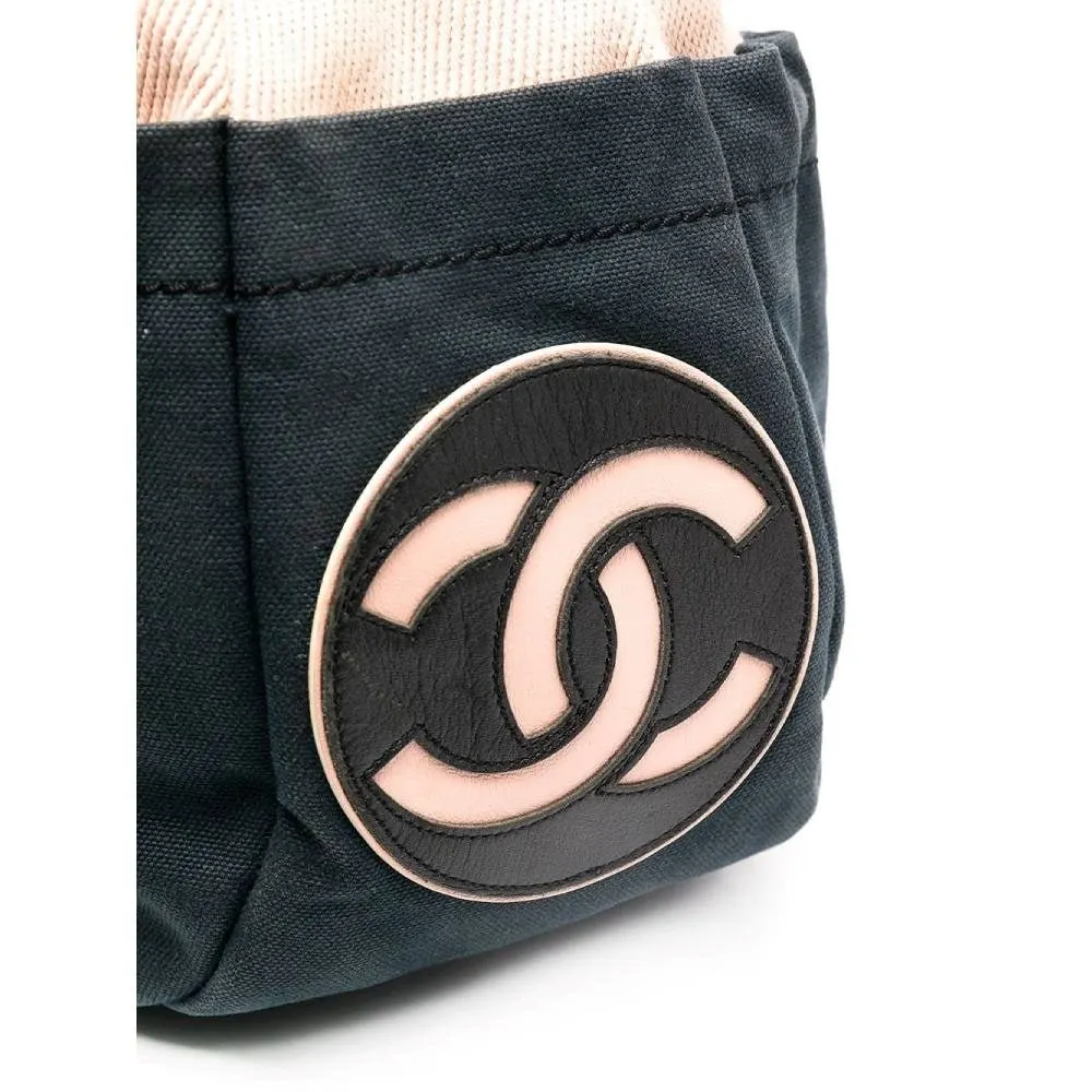 Chanel Bicolor Fabric Bag - 2000s Navy Cotton Good - Box View