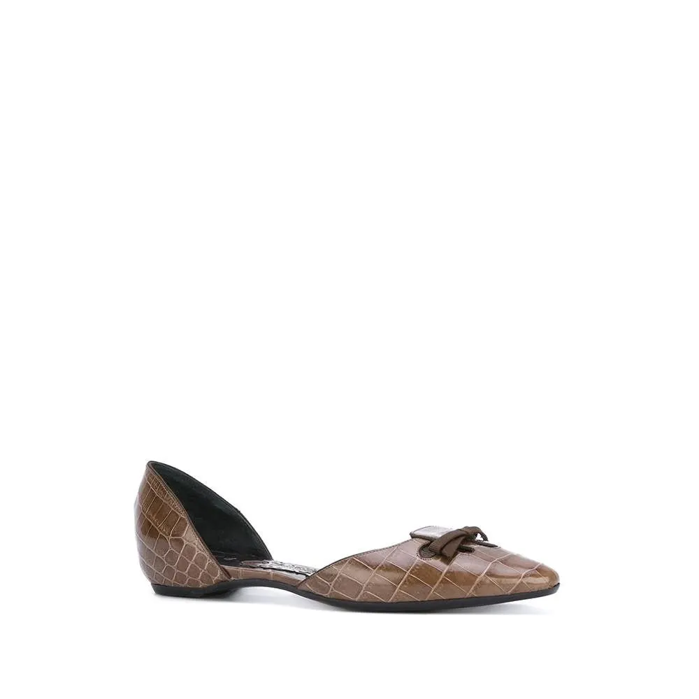 Giorgio Armani Brown Leather Flat Shoes - 2000s Brown Leather Good - Back View