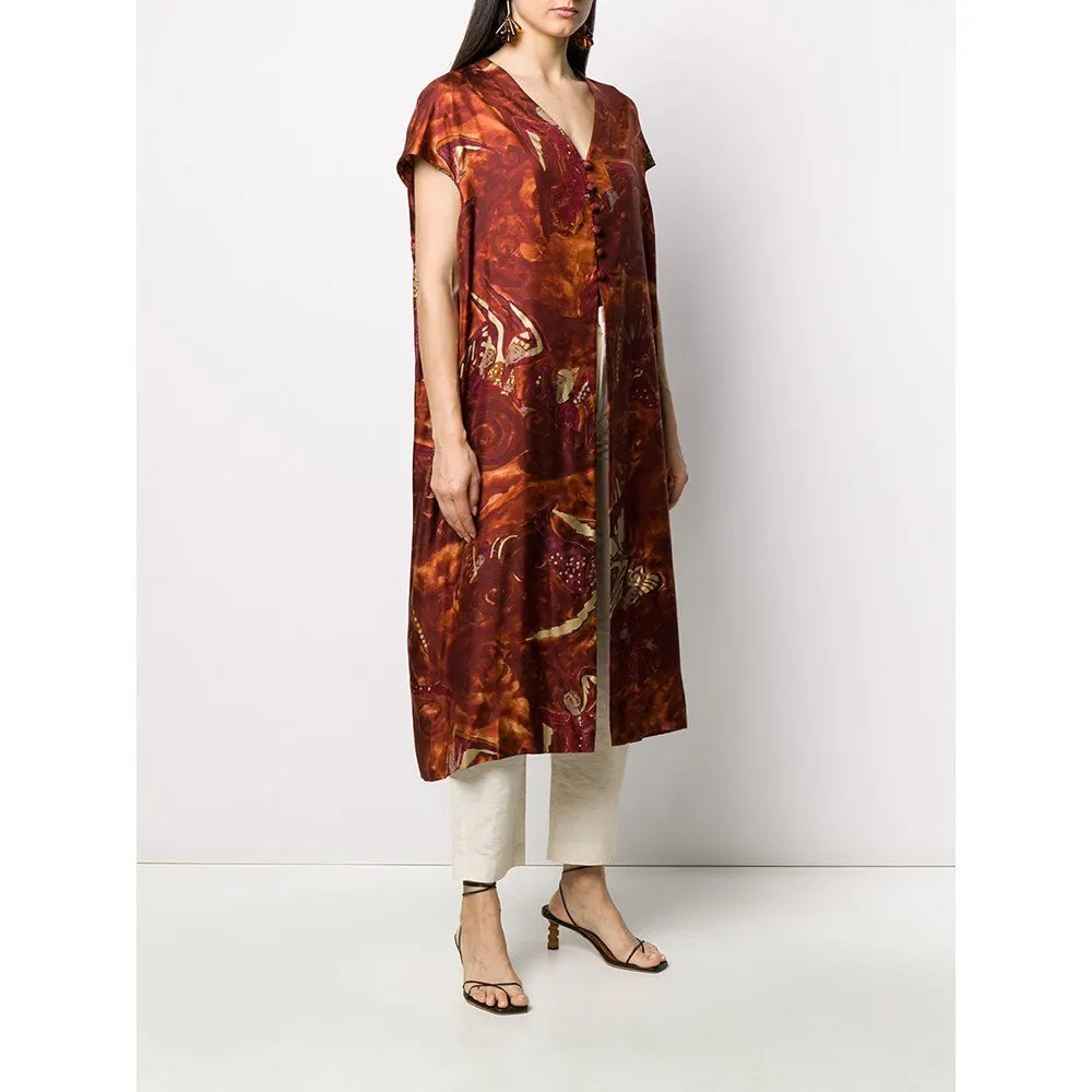 Romeo Gigli Rust Silk Dress - '90s Red Silk Good - Inside View