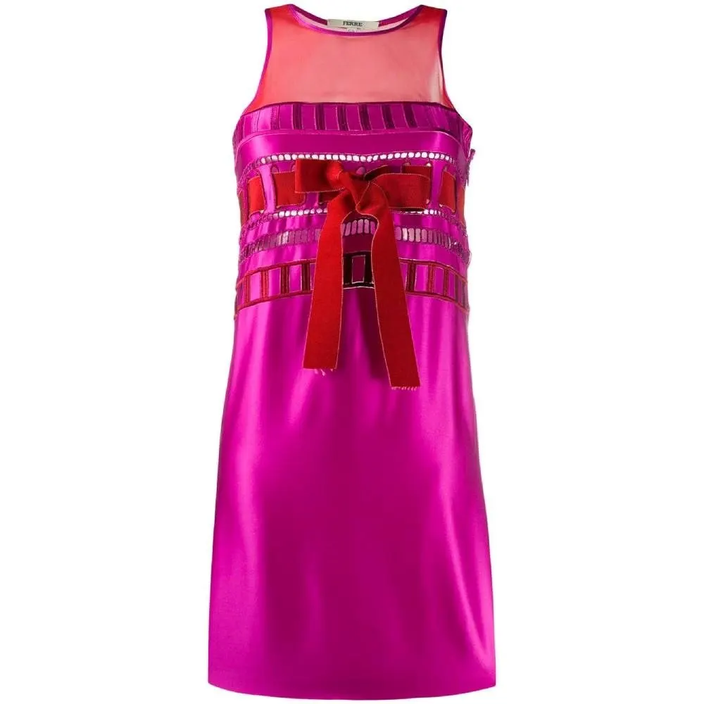 Gianfranco Ferré Fuchsia and Red Silk Dress - '90s Red Silk Good - Front View