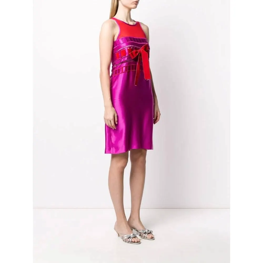 Gianfranco Ferré Fuchsia and Red Silk Dress - '90s Red Silk Good - Inside View