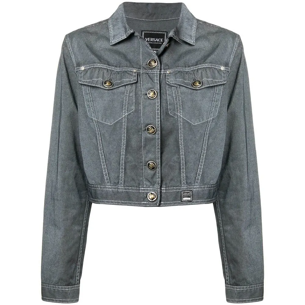 Versace Grey Denim Jacket - '90s Grey Denim Good - Front View