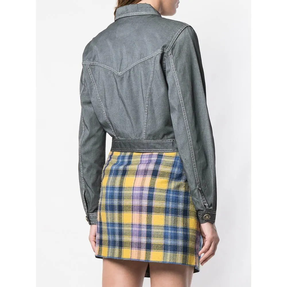 Versace Grey Denim Jacket - '90s Grey Denim Good - Model View