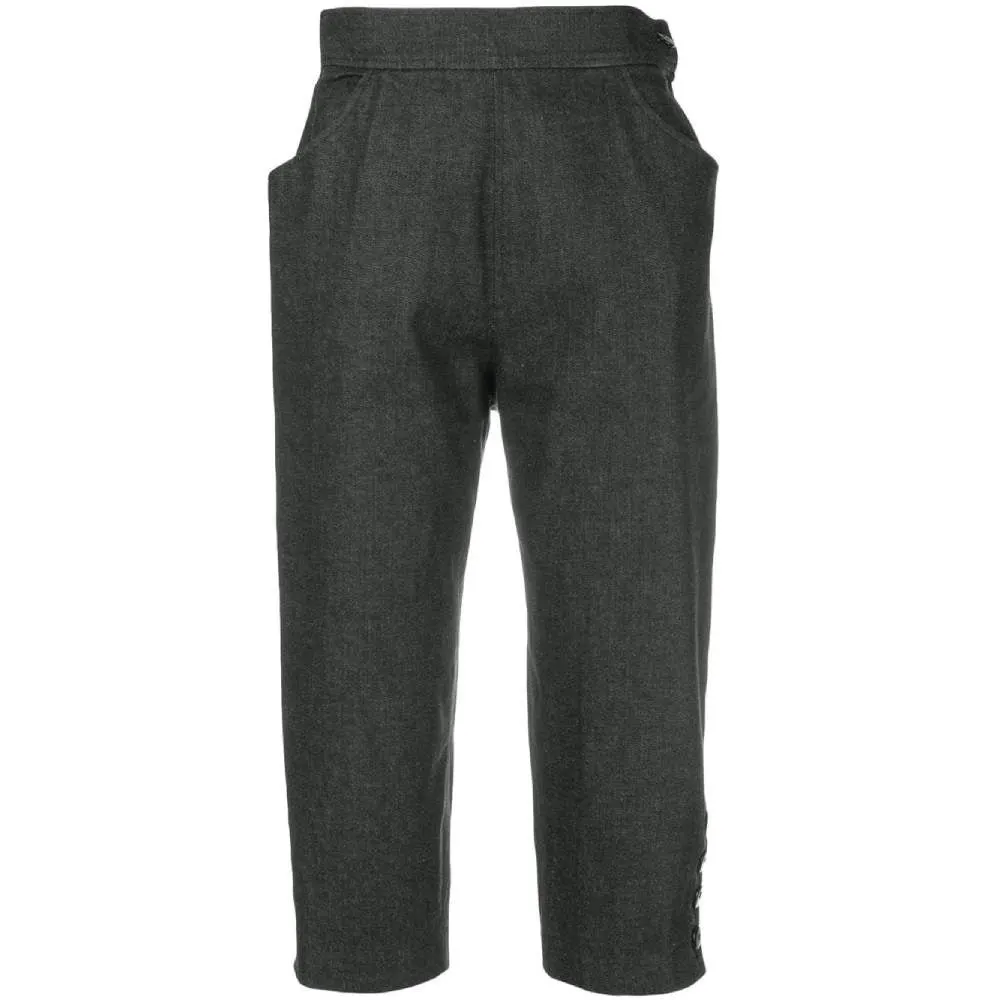 Yves Saint Laurent Grey Cropped Trousers - '80s Grey Cotton Good - Front View