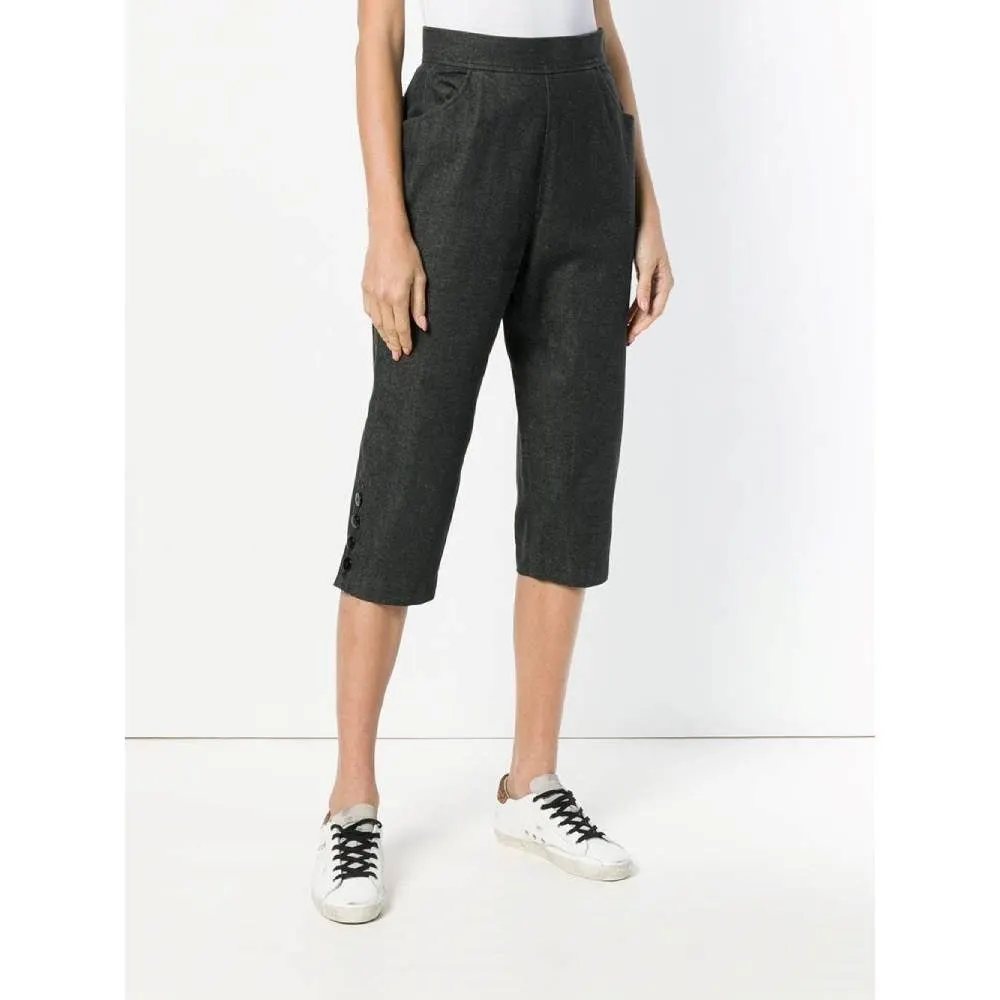 Yves Saint Laurent Grey Cropped Trousers - '80s Grey Cotton Good - Inside View