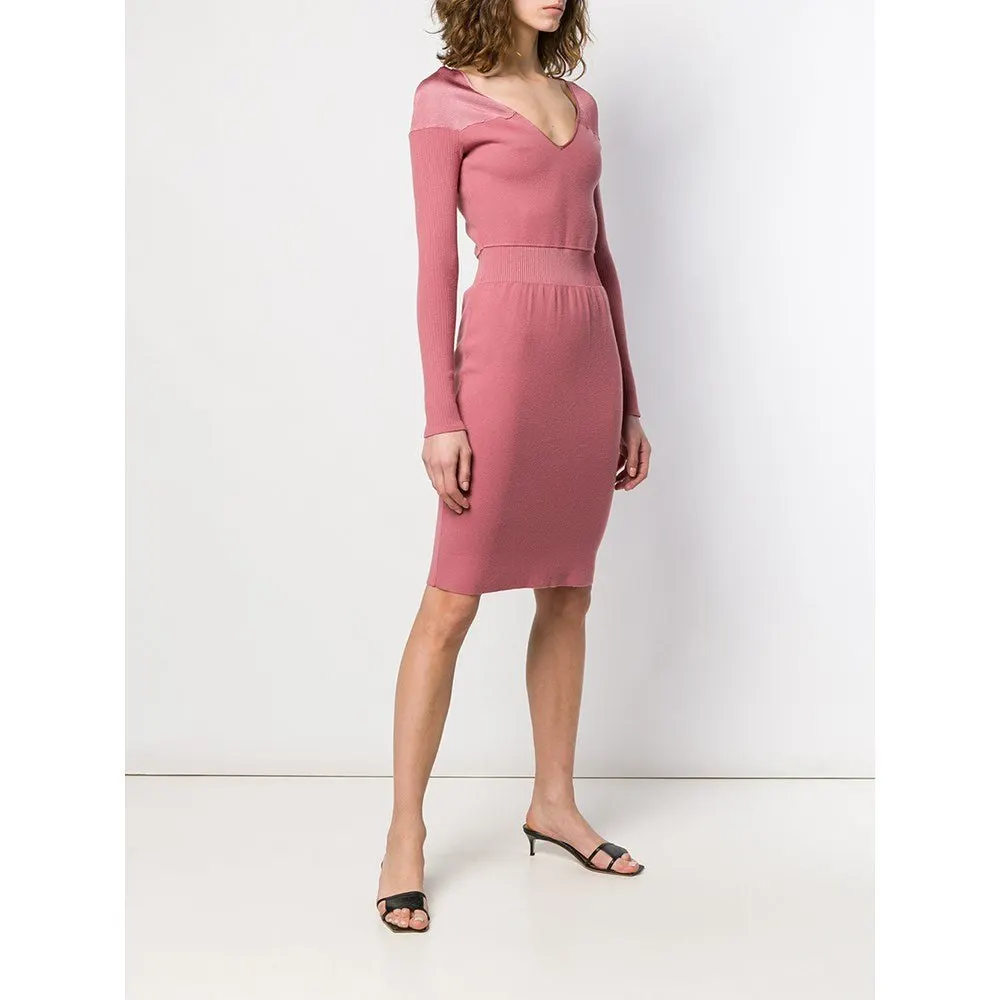 Alaïa Antique Pink Midi Dress - 2000s Pink Wool Good - Inside View