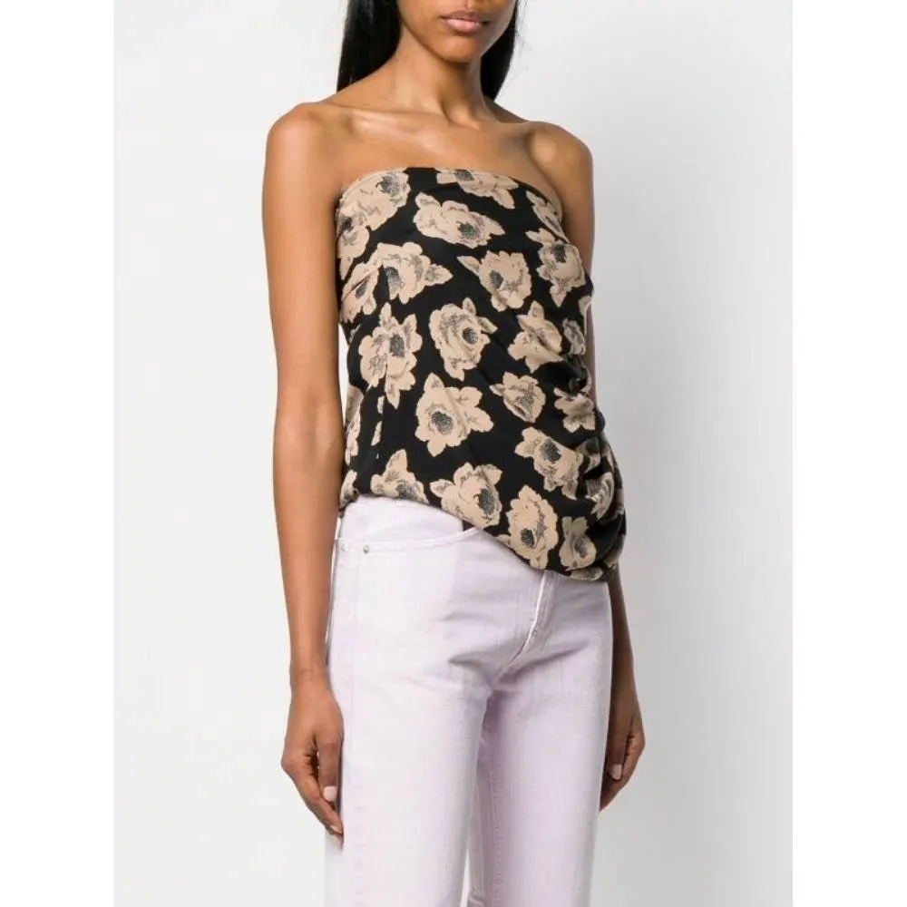Ungaro Black Floral Silk Top - '90s Black Silk Good - Inside View
