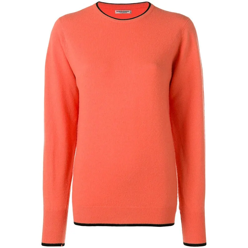 Saint Laurent Salmon Pink Cashmere Sweater - '90s Pink Wool Good - Front View