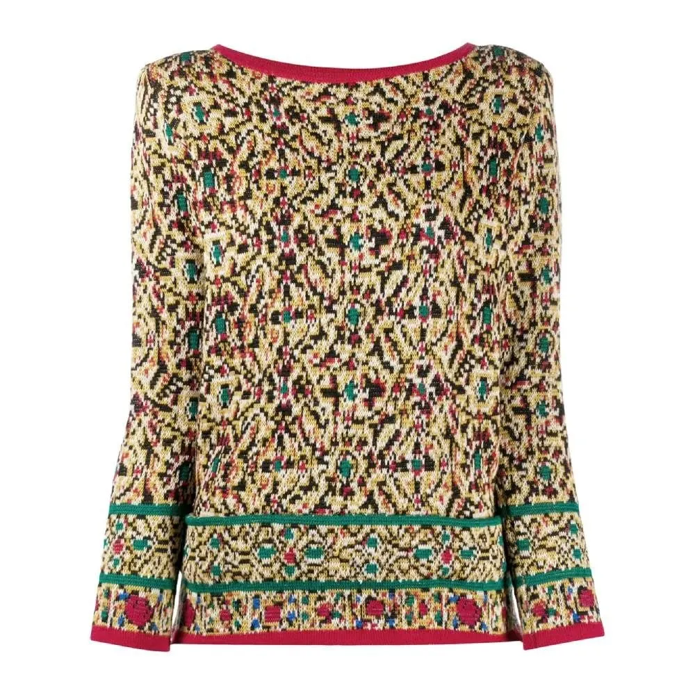 Saint Laurent Multicolor Wool Sweater - '80s Red Wool Good - Front View