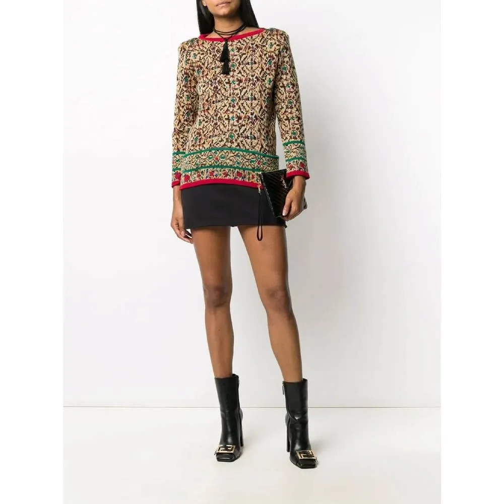 Saint Laurent Multicolor Wool Sweater - '80s Red Wool Good - Back View