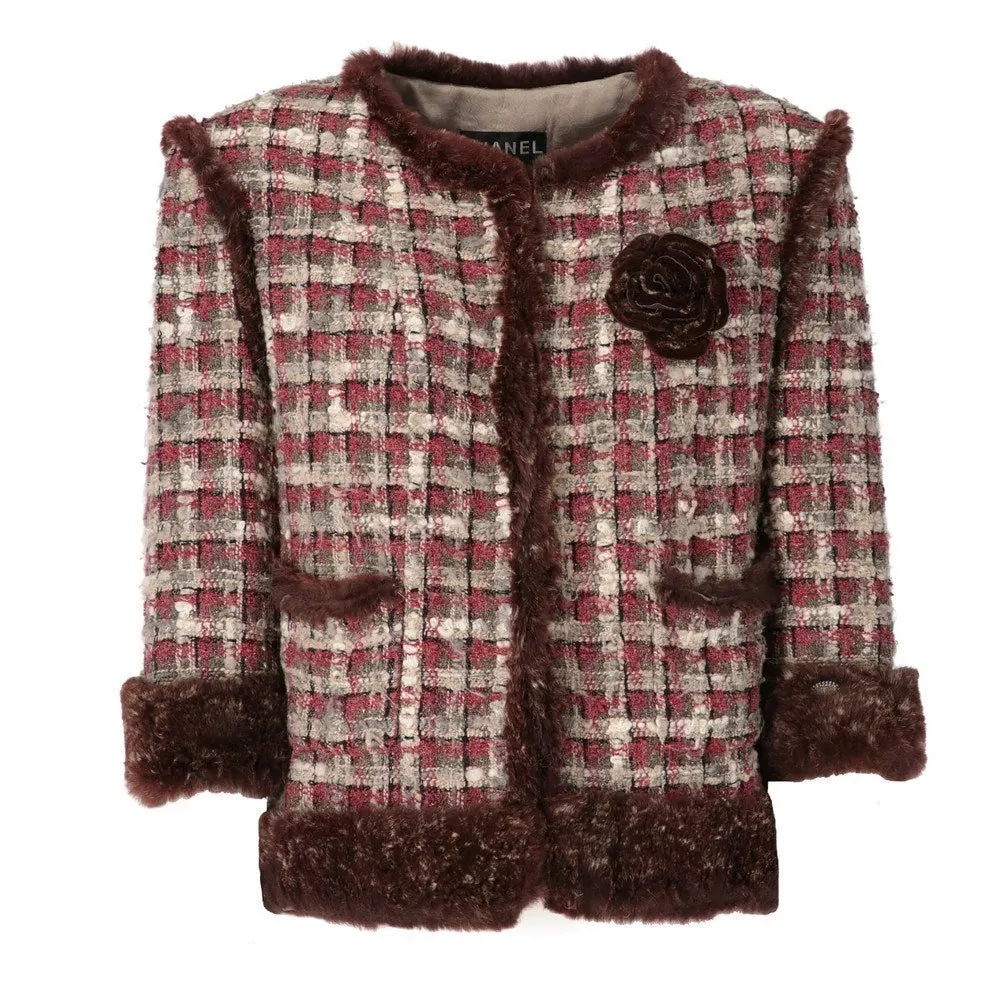Chanel Burgundy Silk Jacket - 2000s Burgundy Silk Good - Front View
