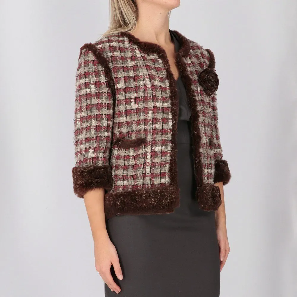 Chanel Burgundy Silk Jacket - 2000s Burgundy Silk Good - Inside View