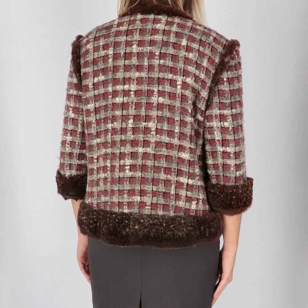 Chanel Burgundy Silk Jacket - 2000s Burgundy Silk Good - Model View
