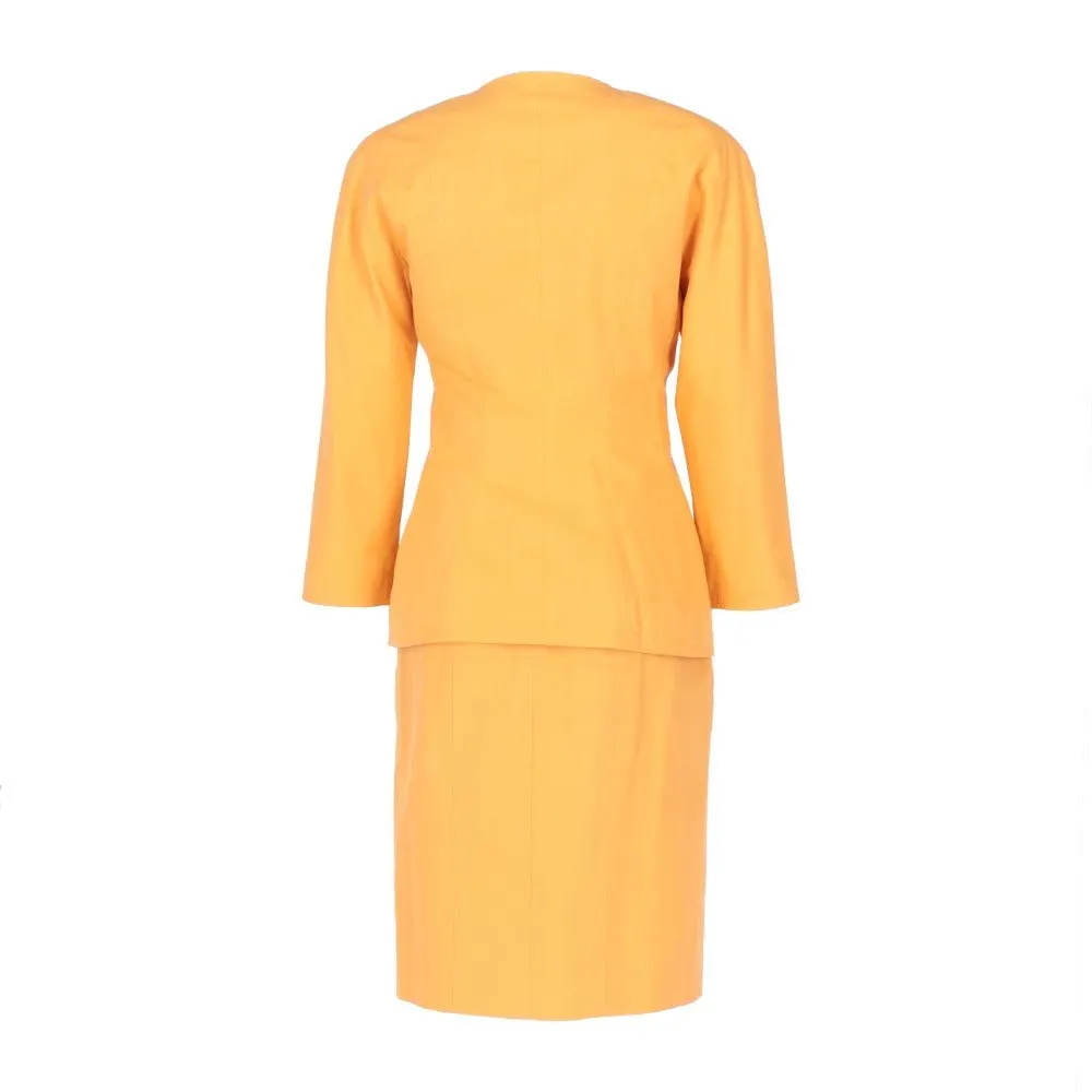 Chanel Orange Cotton Skirt Suit - '90s Orange Cotton Good - Back View