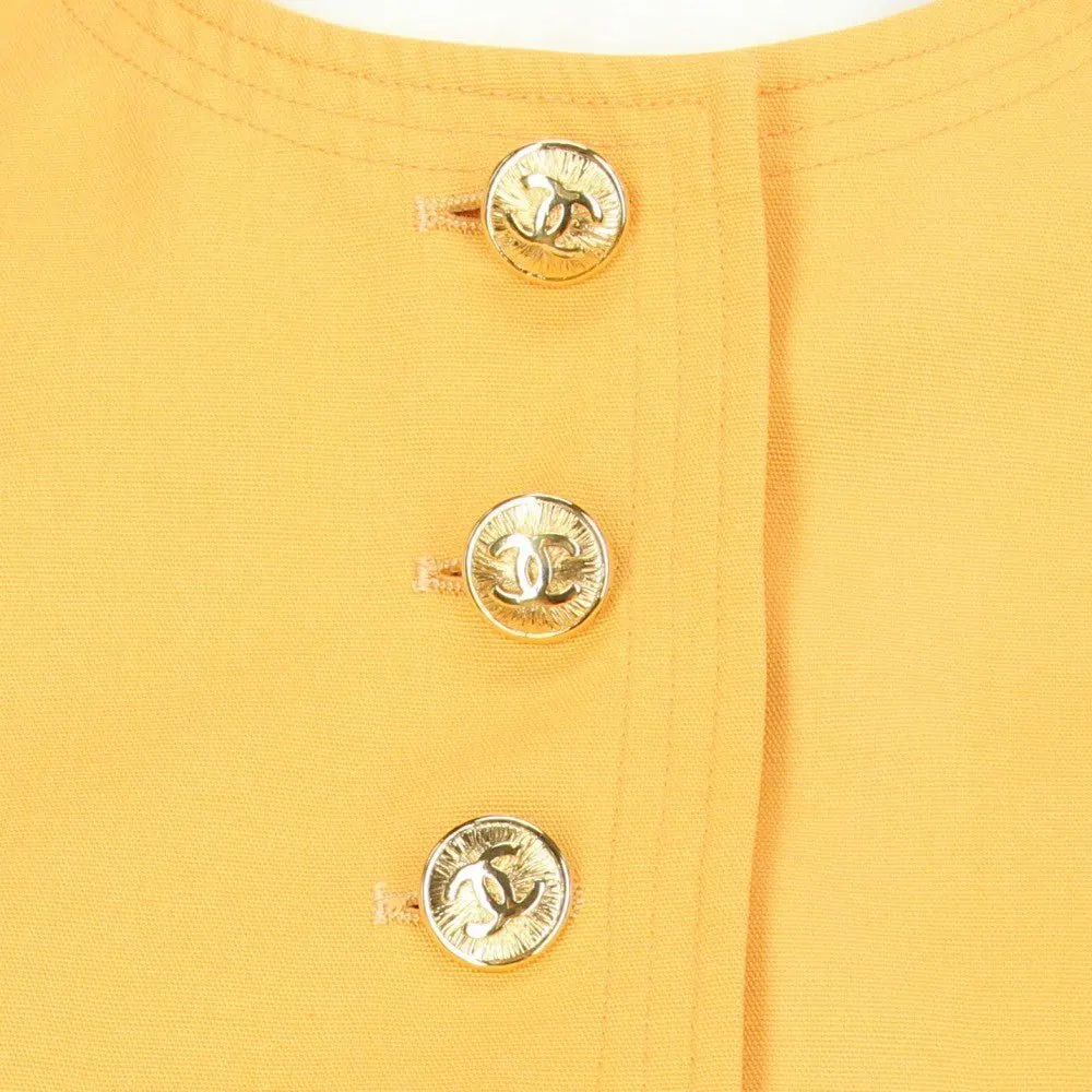 Chanel Orange Cotton Skirt Suit - '90s Orange Cotton Good - Model View