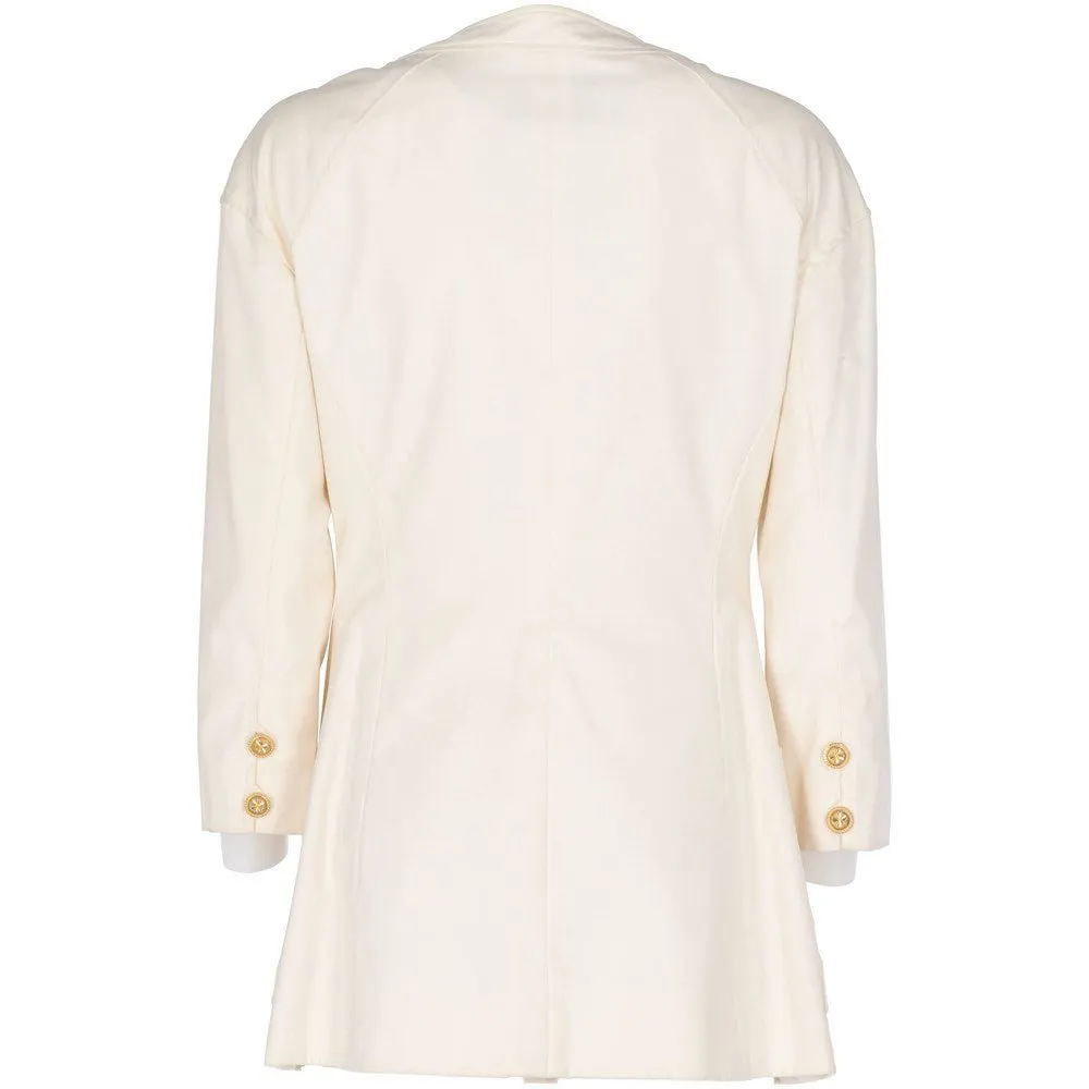 Chanel Cream Double-Breasted Jacket - '80s Beige Good - Back View