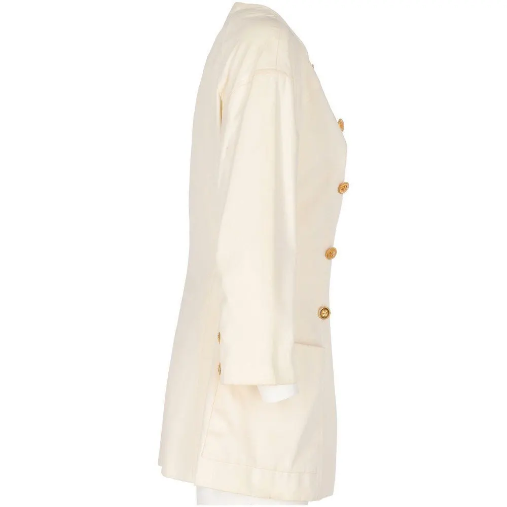 Chanel Cream Double-Breasted Jacket - '80s Beige Good - Inside View