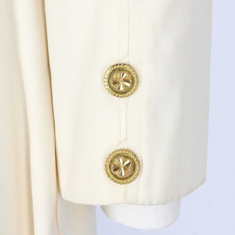 Chanel Cream Double-Breasted Jacket - '80s Beige Good - Model View