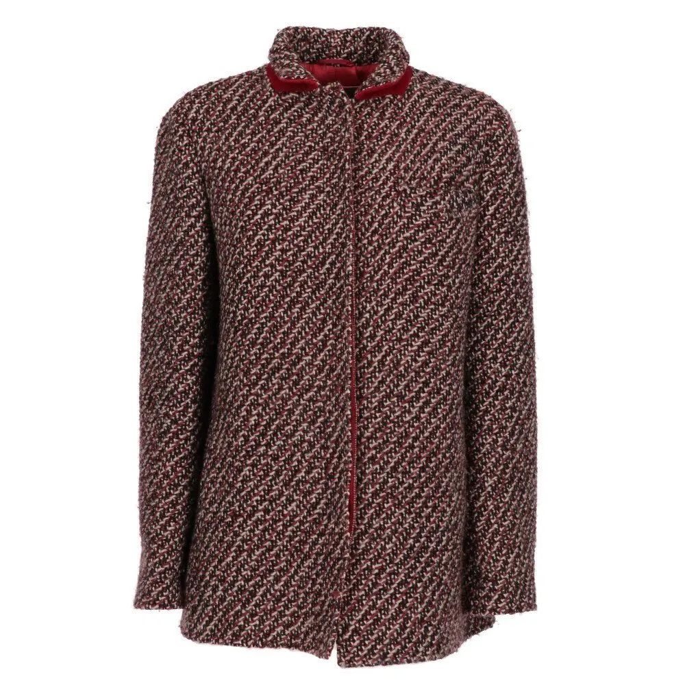 Etro Burgundy Wool Jacket - 2000s Burgundy Wool Good - Front View