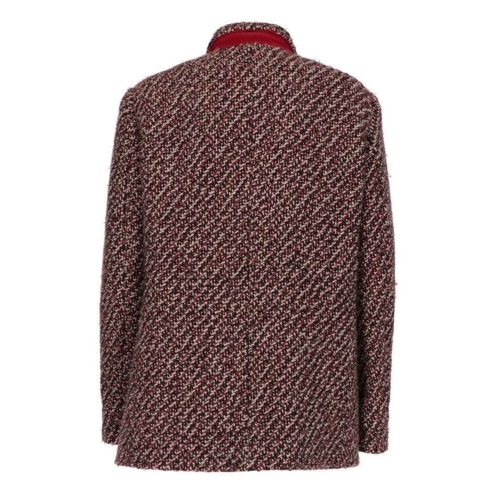 Etro Burgundy Wool Jacket - 2000s Burgundy Wool Good - Back View