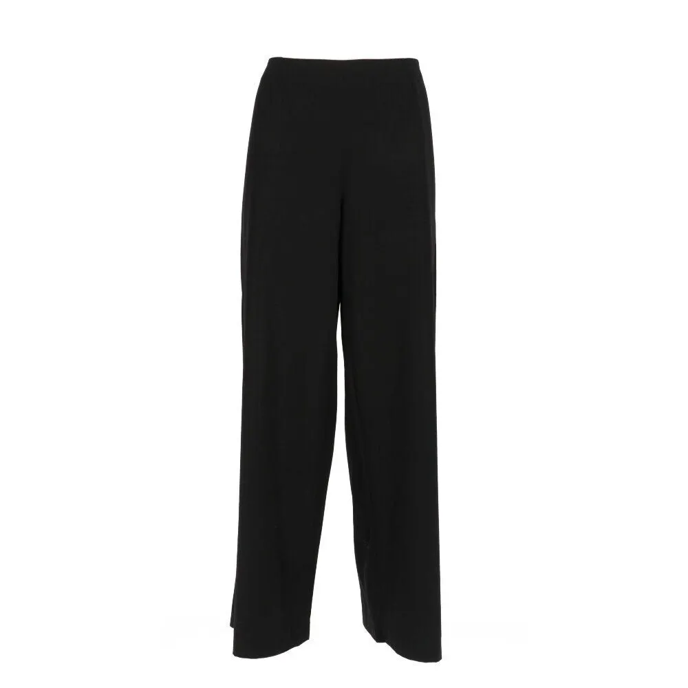 Chanel Black Wool Palazzo Trousers - 2000s Black Wool Good - Front View