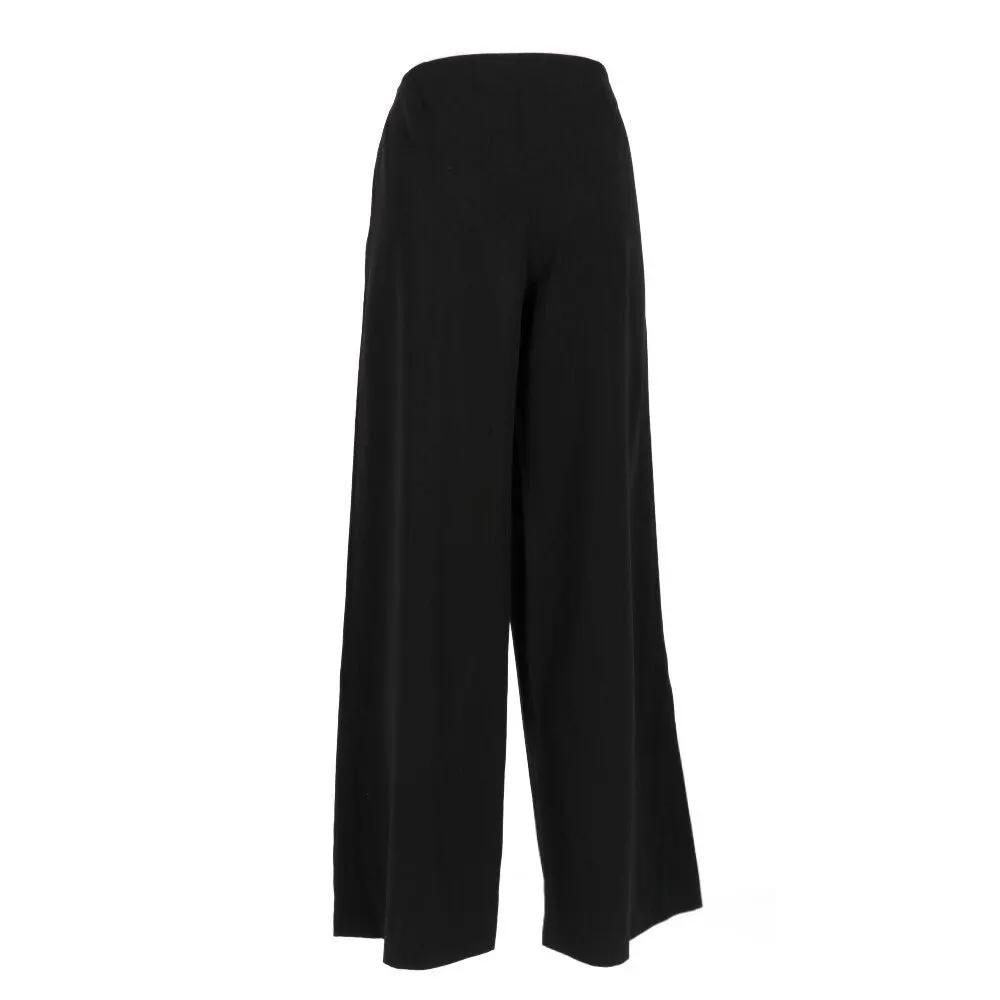 Chanel Black Wool Palazzo Trousers - 2000s Black Wool Good - Back View