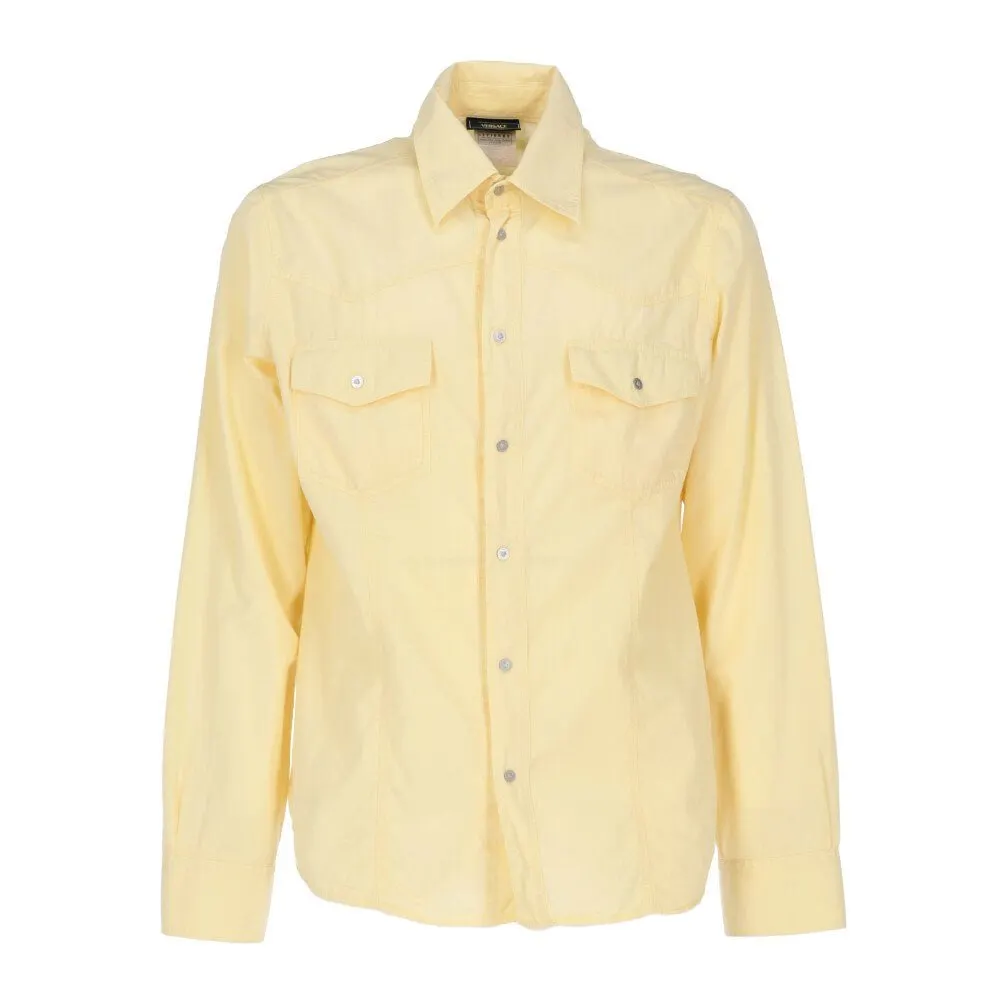 Versace Yellow Cotton Shirt - '90s Yellow Cotton Good - Front View