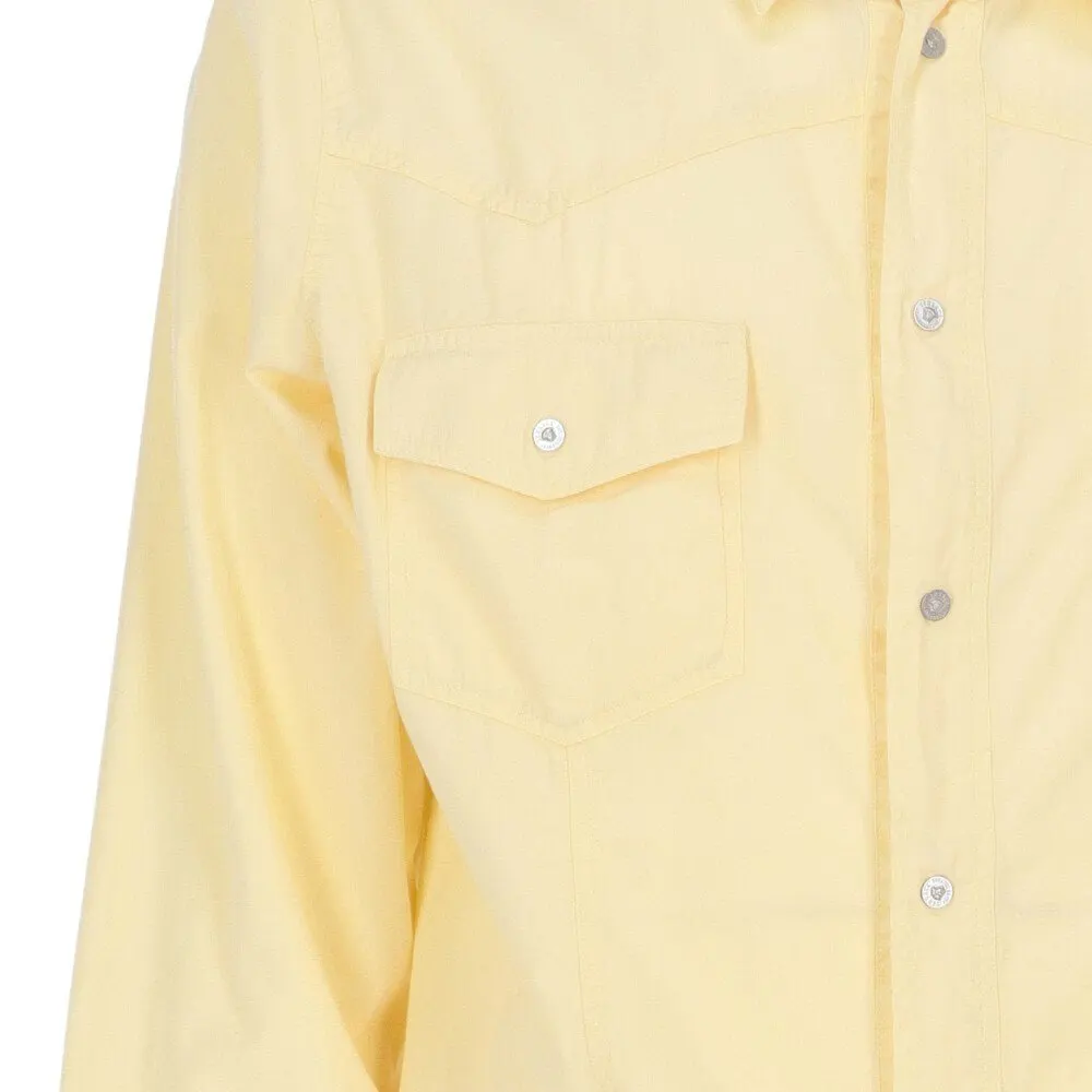 Versace Yellow Cotton Shirt - '90s Yellow Cotton Good - Model View
