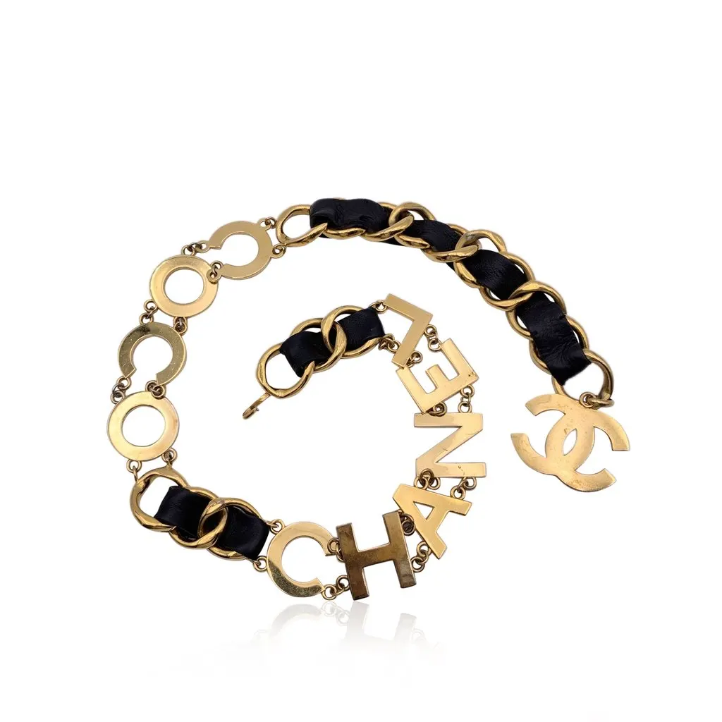 Chanel Belt Gold Leather Good - Front View