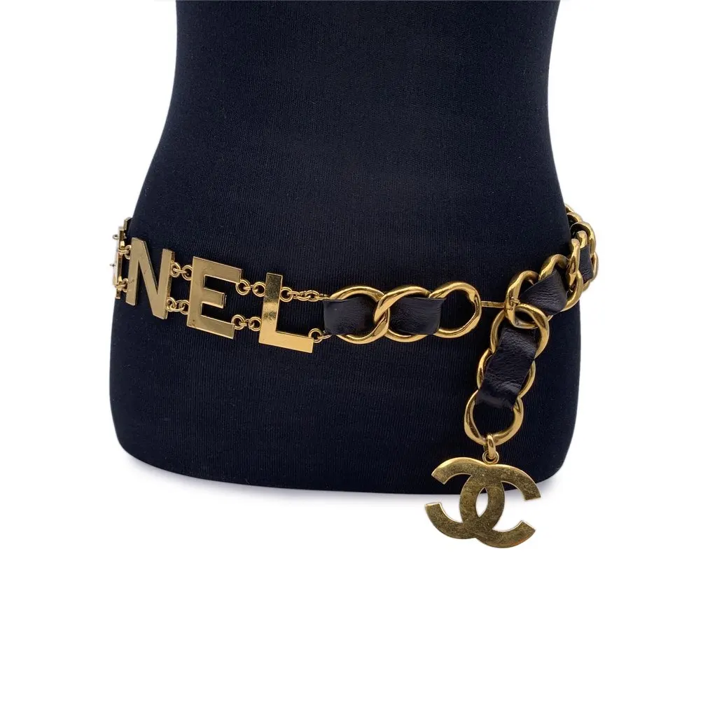 Chanel Belt Gold Leather Good - Back View