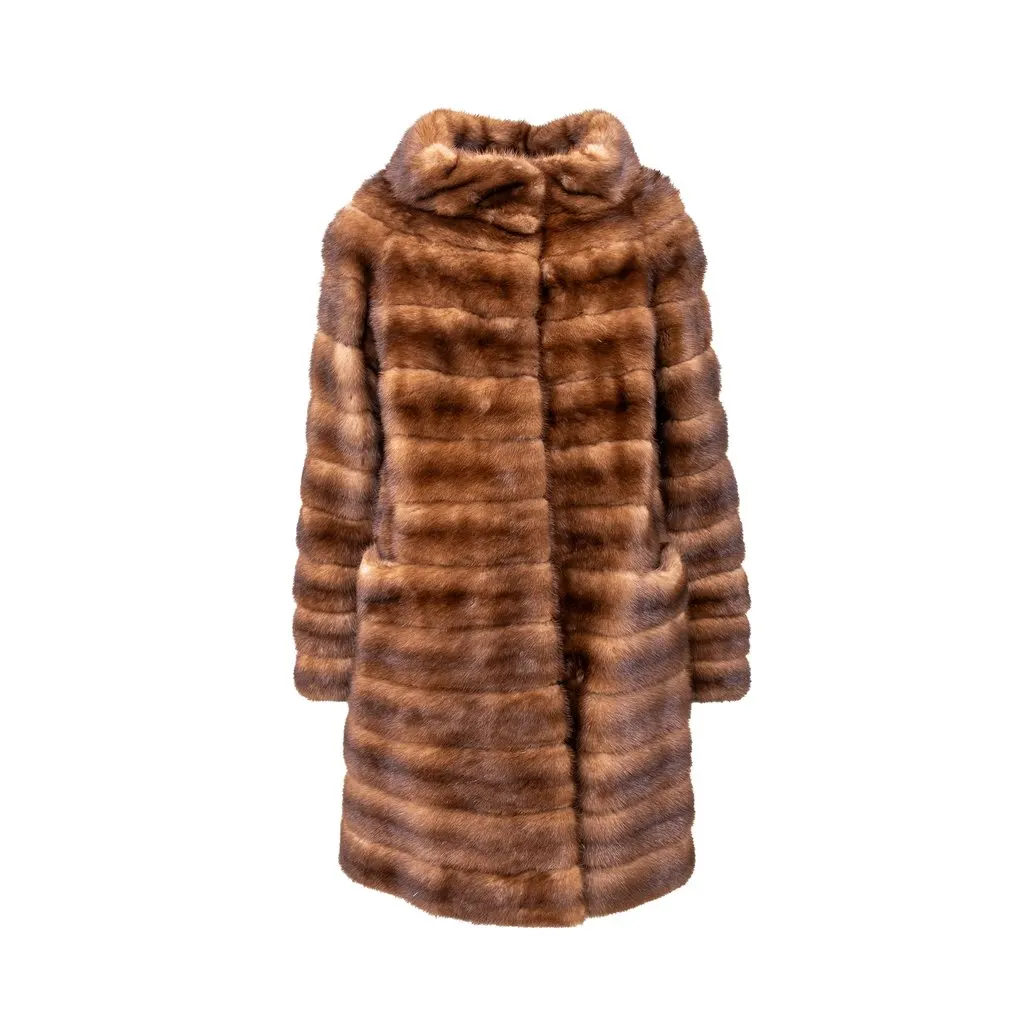 Unsigned Carlo Tivioli lined Fur Coat - '90s Red Good - Front View