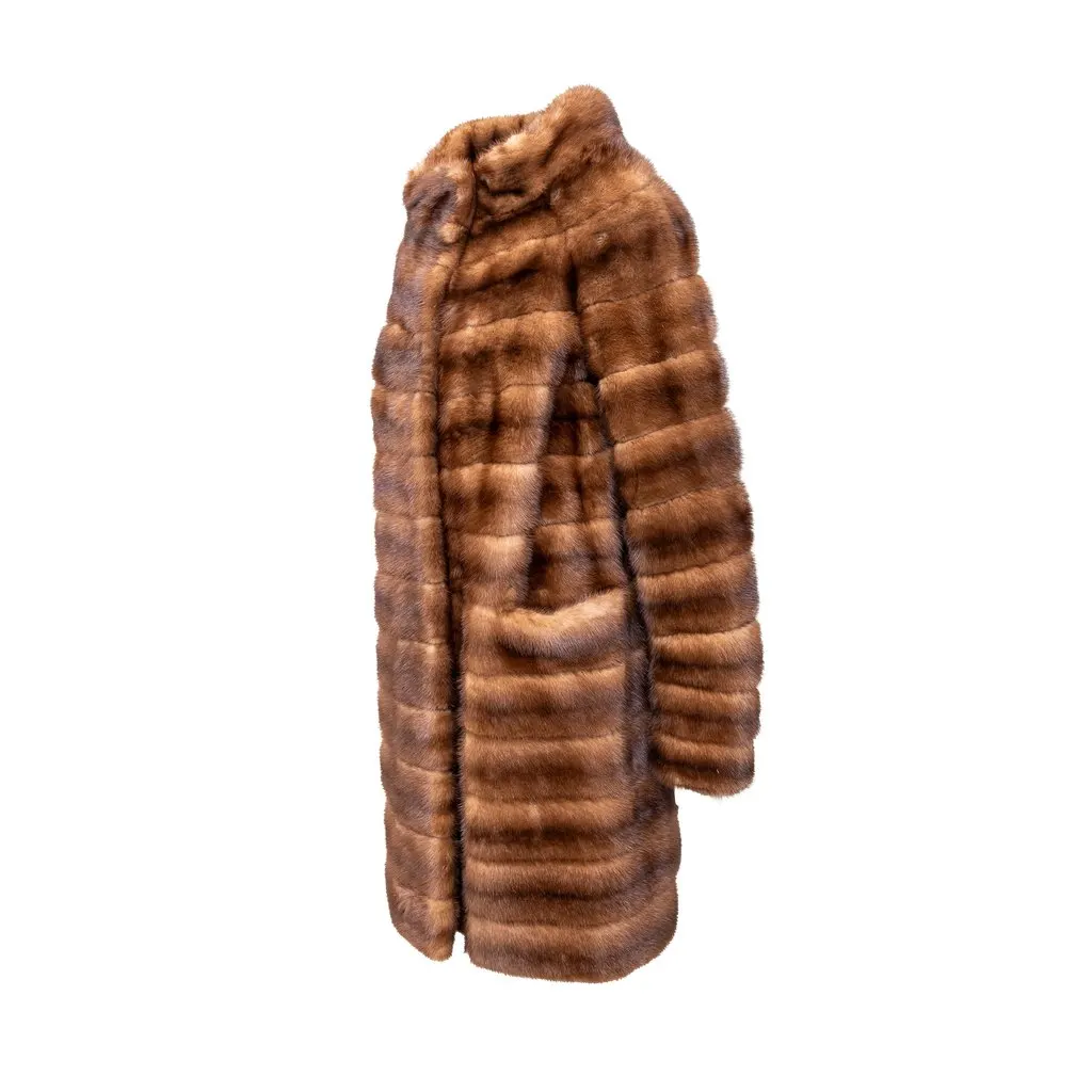 Unsigned Carlo Tivioli lined Fur Coat - '90s Red Good - Back View