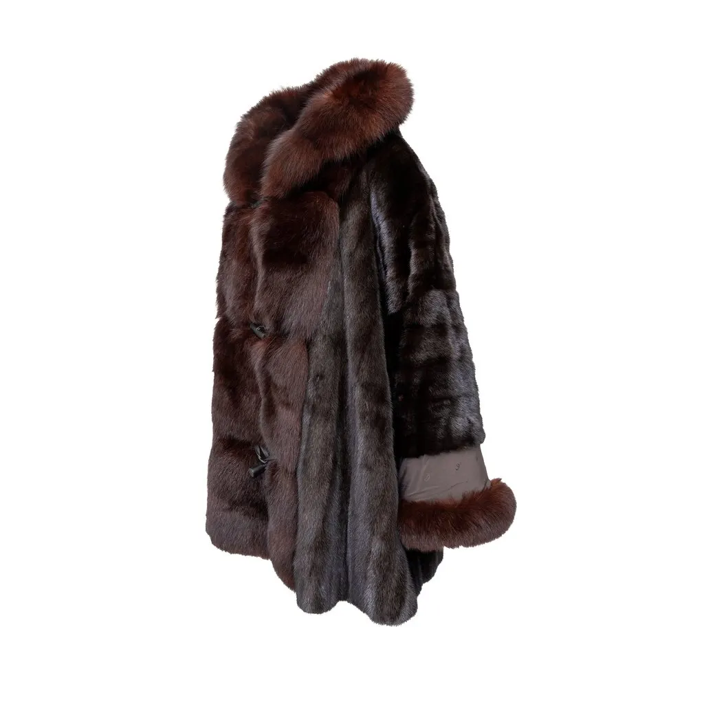 Dior Boutique Fourrure Fur Coat - '90s Red Leather Good - Back View