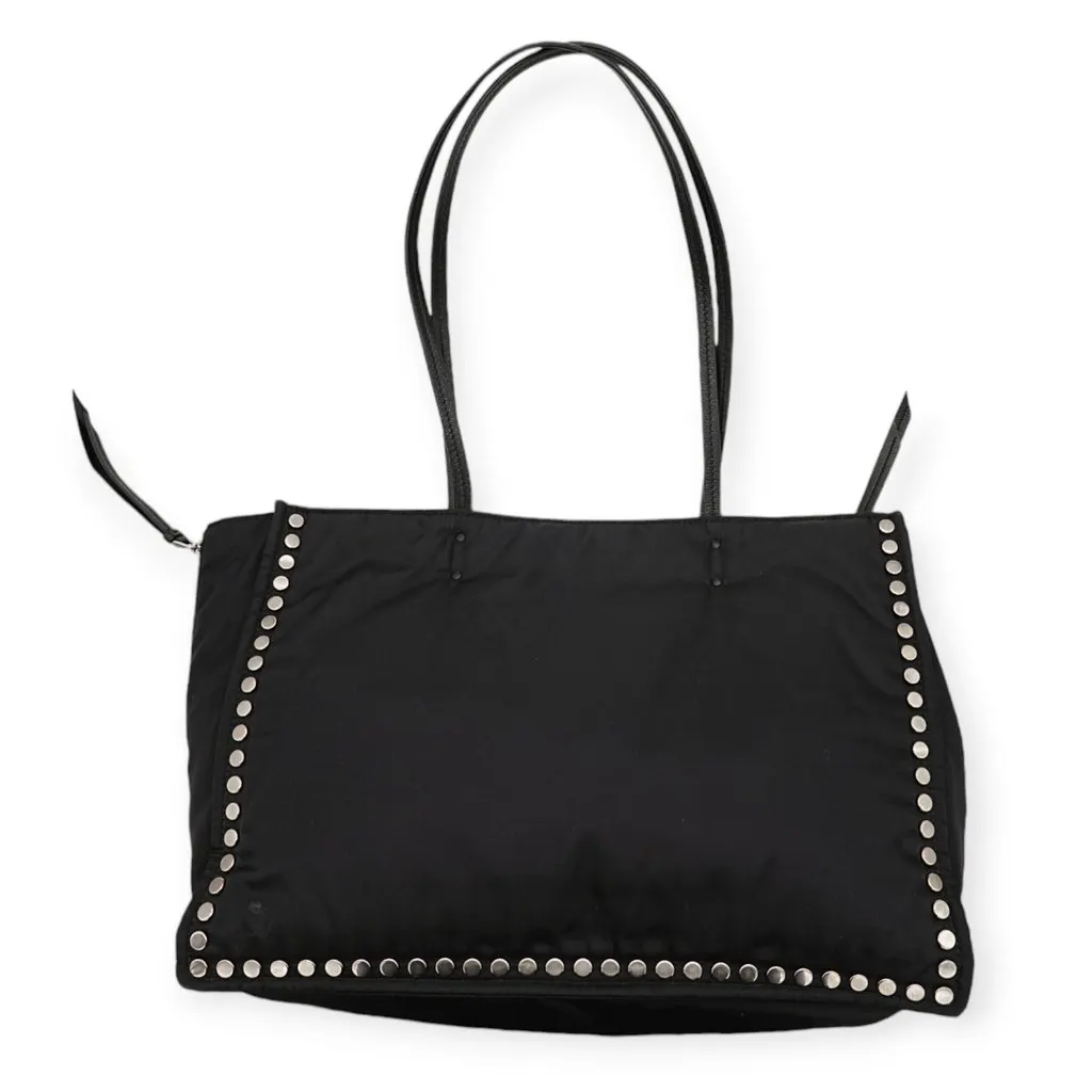 Prada Re-Nylon Black and Blue Riveted Tote Bag - '20s Black Good - Back View