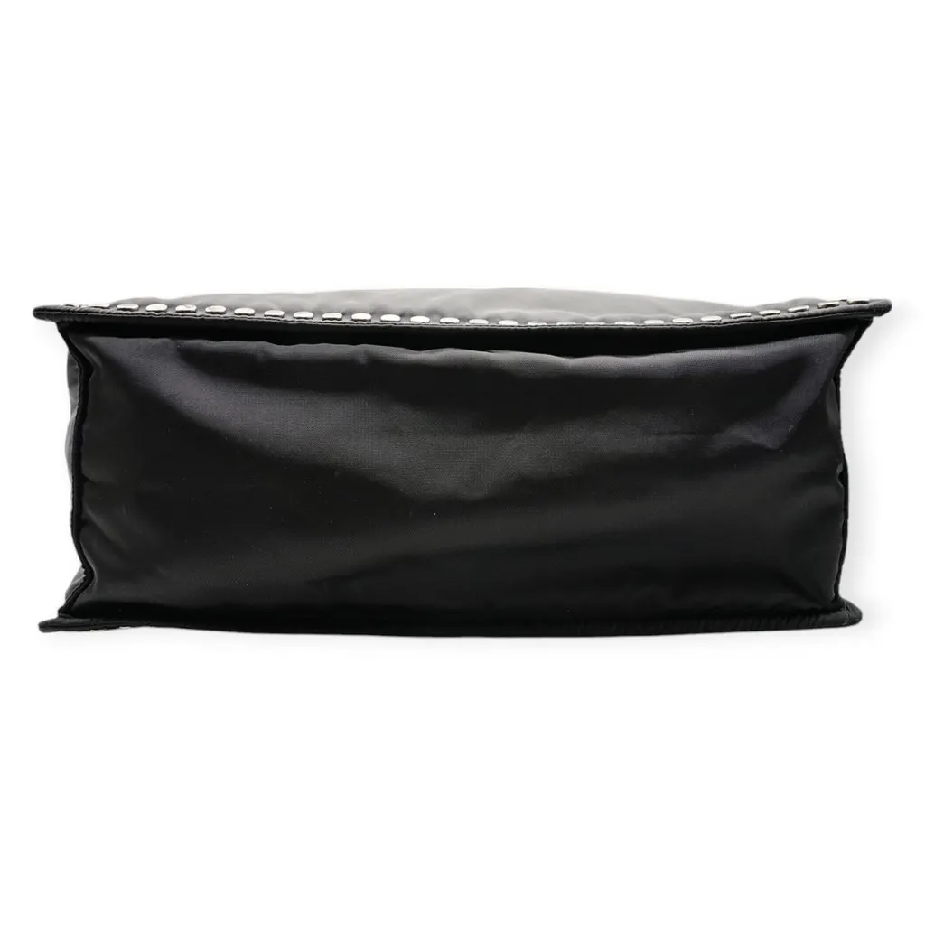 Prada Re-Nylon Black and Blue Riveted Tote Bag - '20s Black Good - Inside View