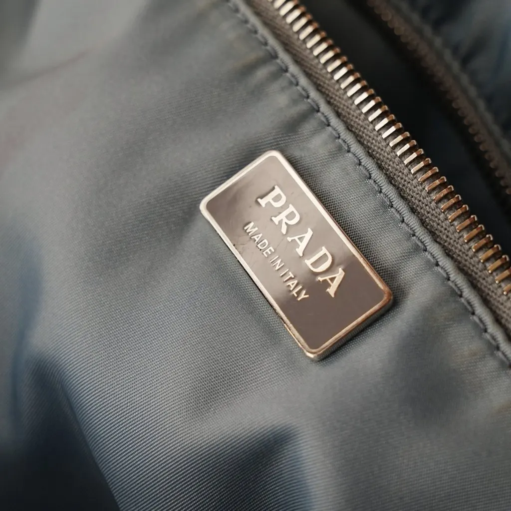 Prada Re-Nylon Black and Blue Riveted Tote Bag - '20s Black Good - Box View
