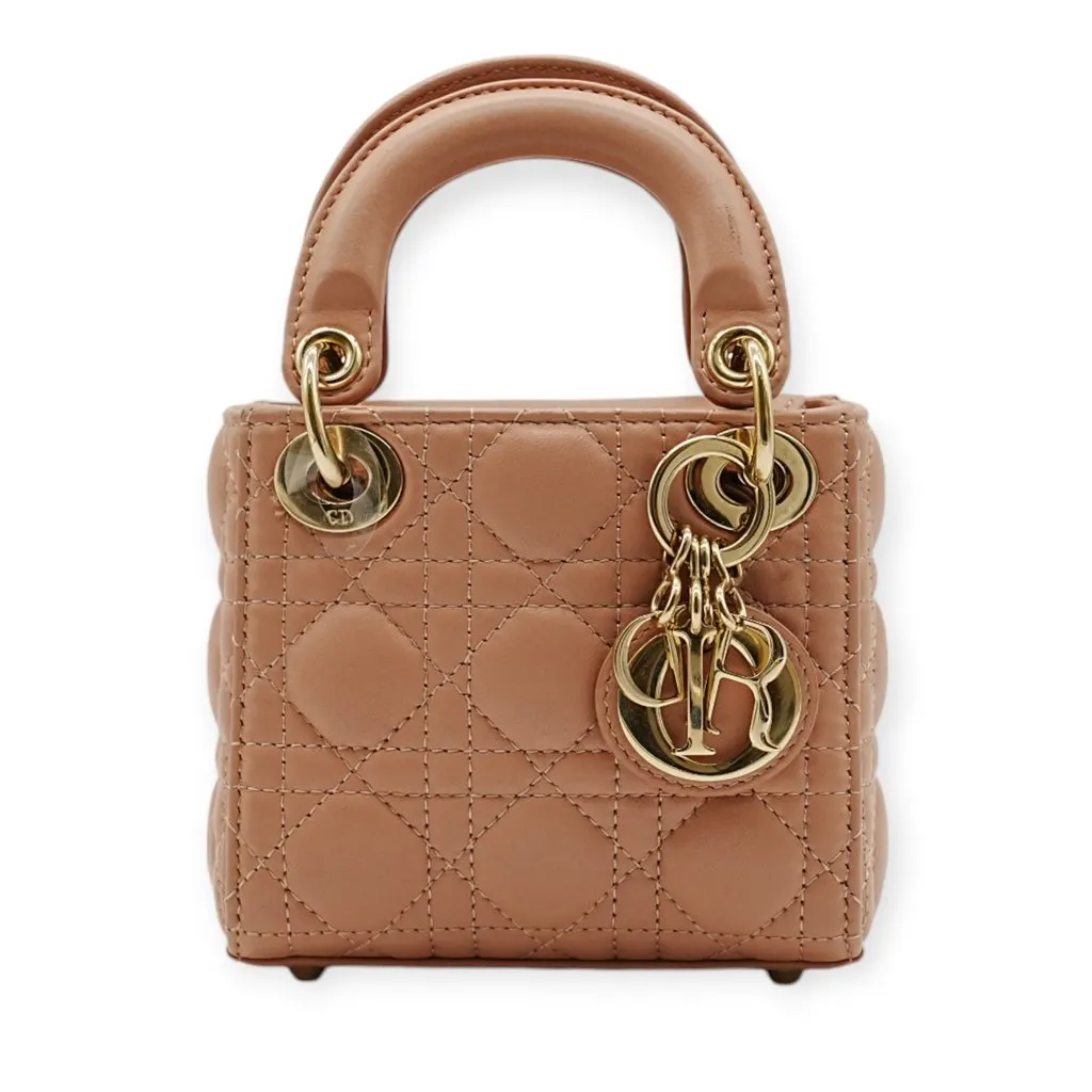 Dior Pink Micro Lady Dior Shoulder Bag - '20s Pink Leather Good - Front View