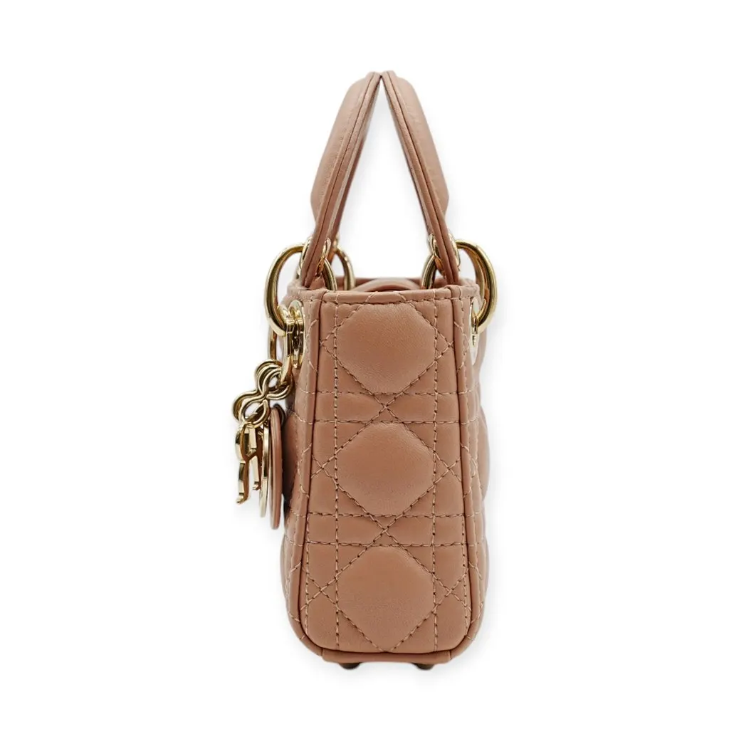 Dior Pink Micro Lady Dior Shoulder Bag - '20s Pink Leather Good - Model View
