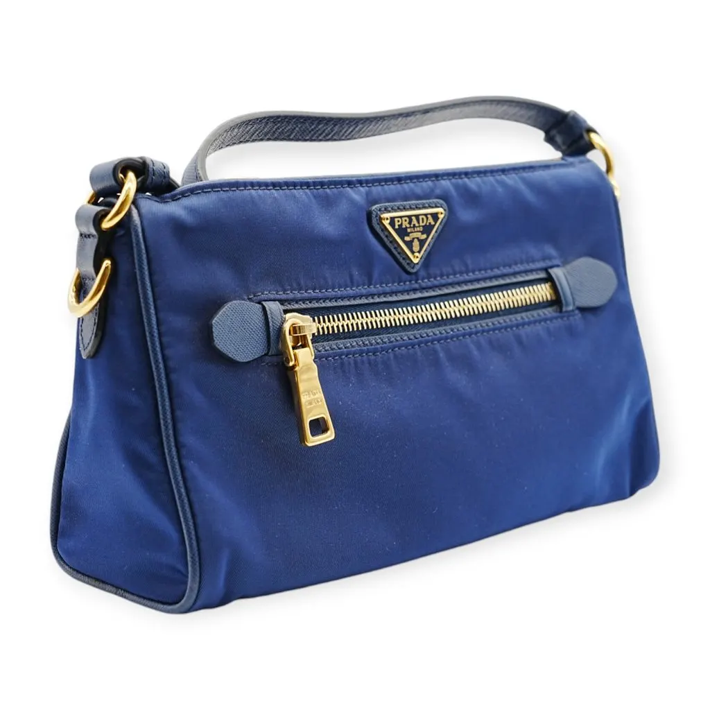 Prada Blue Nylon Shoulder Bag - '10s Blue Good - Back View
