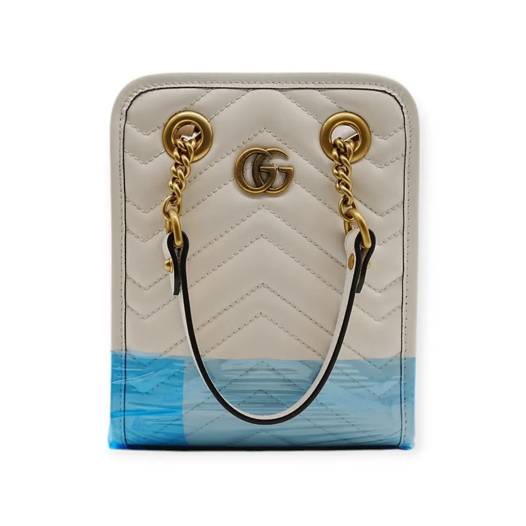 Gucci Marmont Matelassè Quilted Mini Bag - '10s White Leather Good - Front View