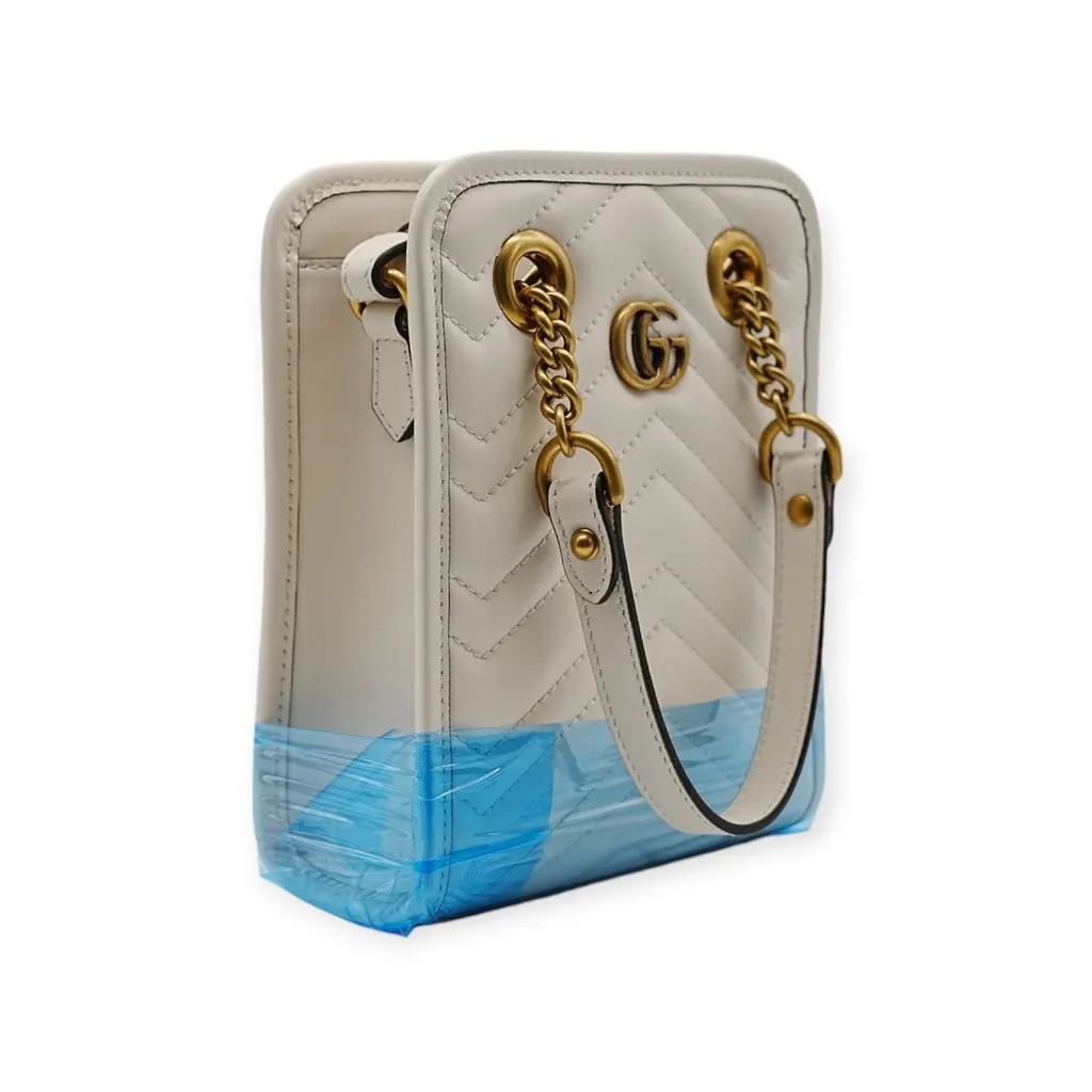 Gucci Marmont Matelassè Quilted Mini Bag - '10s White Leather Good - Back View