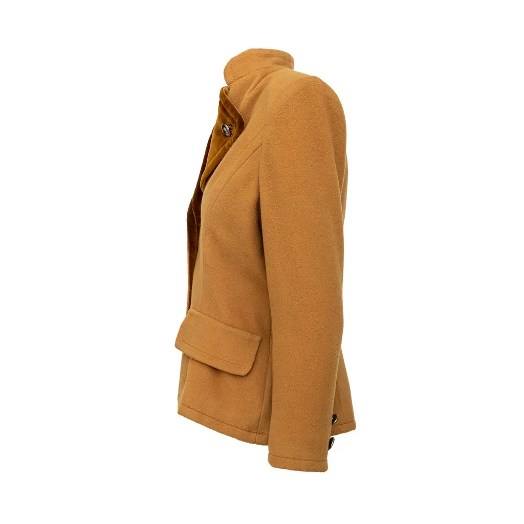 Oscar de la Renta Oscar de la Renta Velvet Collar Wool Jacket - '90s Brown Velvet Good - Back View