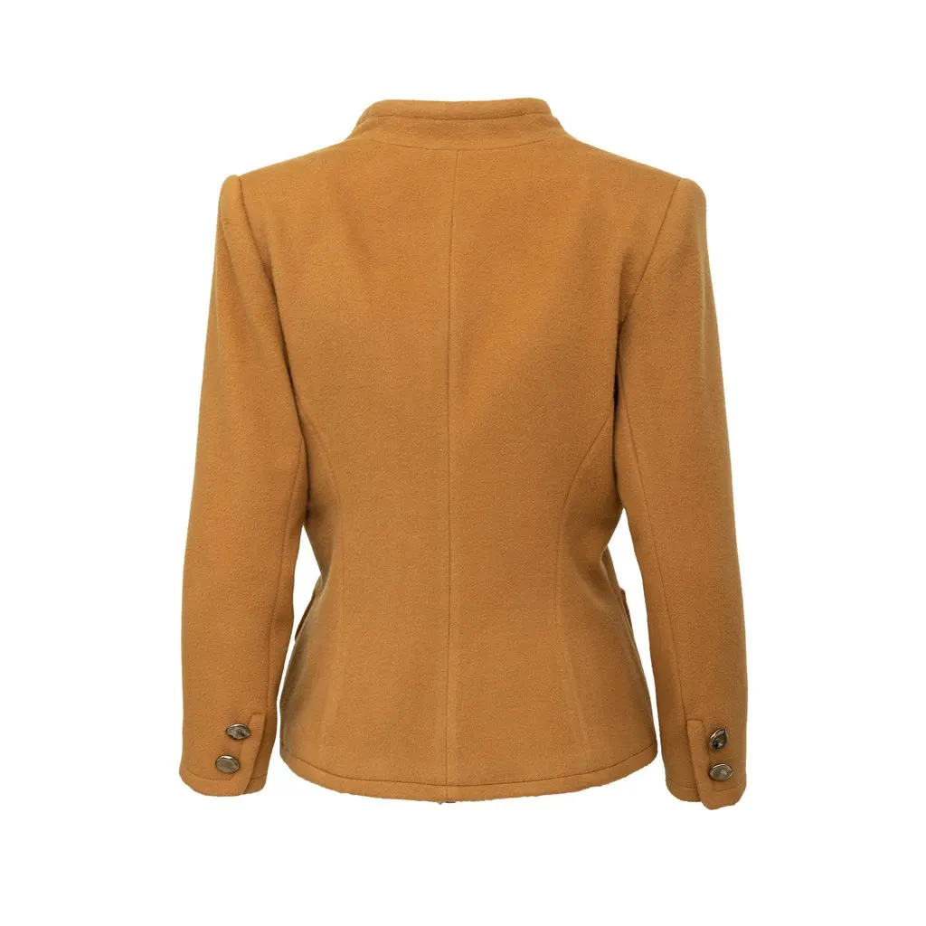 Oscar de la Renta Oscar de la Renta Velvet Collar Wool Jacket - '90s Brown Velvet Good - Inside View
