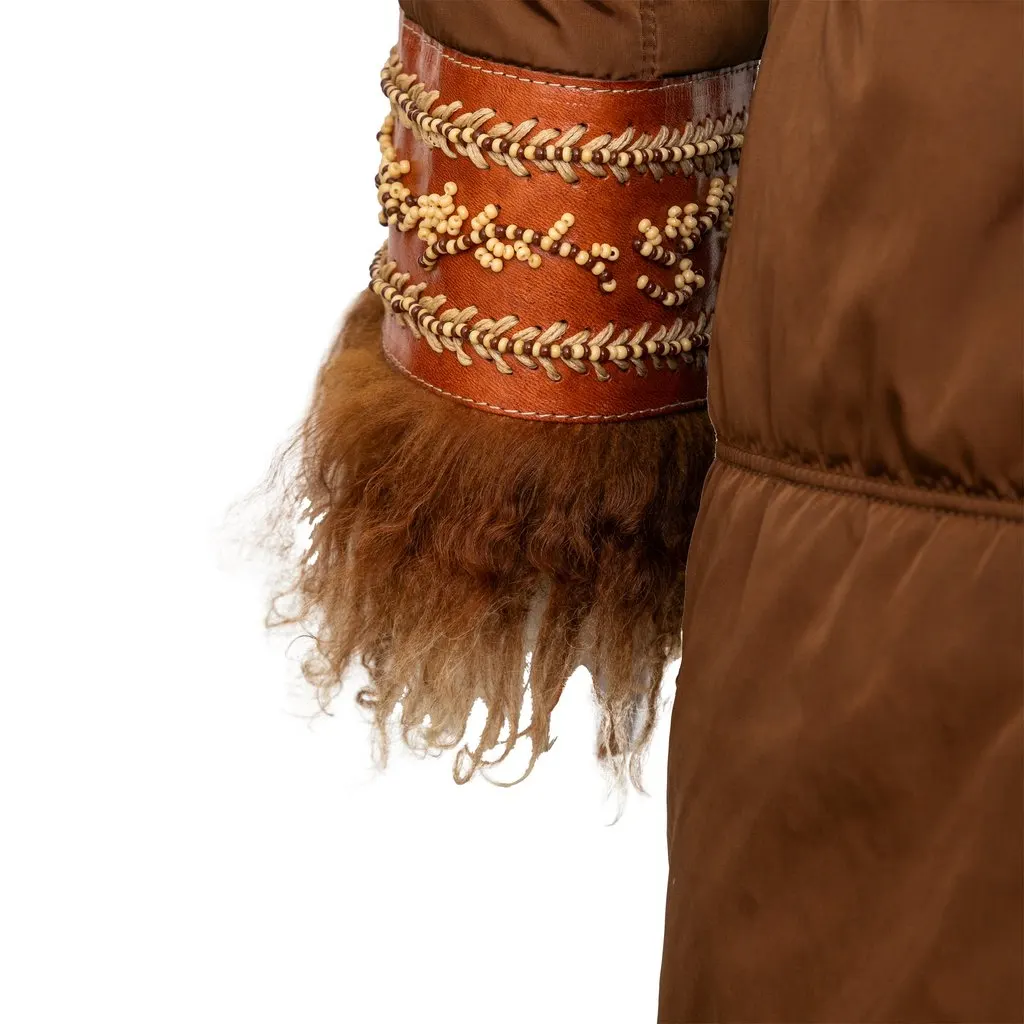 Unsigned Scervino Nylon Coat with Fur - '90s Brown Good - Box View