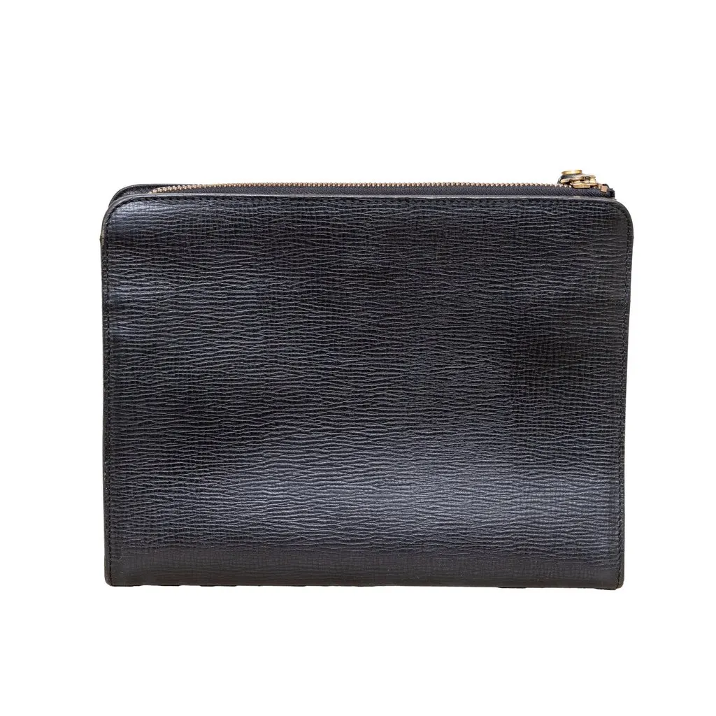 Burberry Vintage Clutch Bag - '90s Black Leather Good - Model View