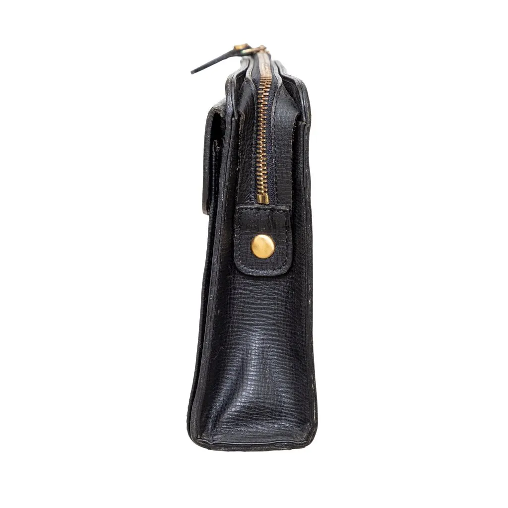 Burberry Vintage Clutch Bag - '90s Black Leather Good - Box View