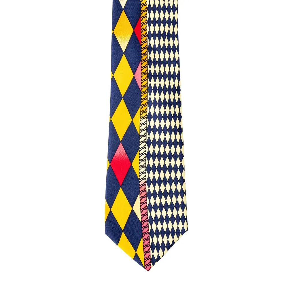 Versace Gianni Versace Versus Printed Tie - '90s Red Silk Good - Model View