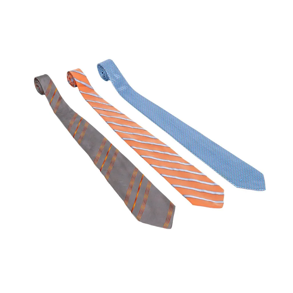 Valentino of Ties - '10s Grey Silk Good - Front View